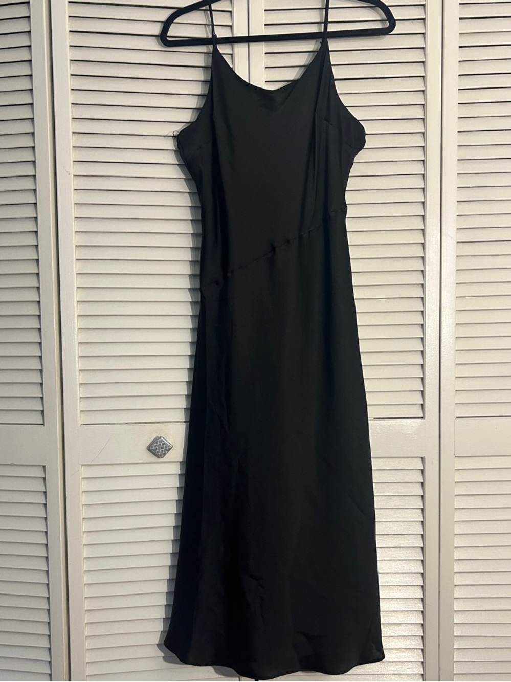 Express Black Slip Midi Dress with Spaghetti Straps
